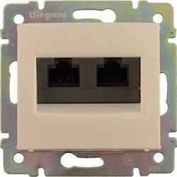 Розетка компьютерная 2хRJ45 UTP кат. 5e без захватов 774139 Legrand Valena цвет бежевый - фото 43999