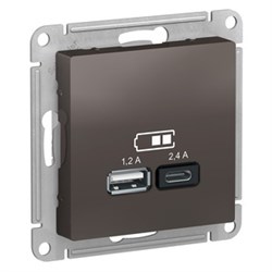 USB розетка зарядка 2 порта 5B 2,4А ATN000639 Schneider Electric Atlas Design - фото 45285