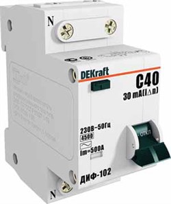 Dekraft АВДТ 1Р+N 25А 30мА тип AC х-ка С ДИФ-102 нов. 4,5кА 16005DEK - фото 49579