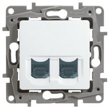 Розетка компьютерная 2хRJ45 кат.5 UTP белая Etika 672255 - фото 61658