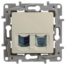 Розетка компьютерная 2хRJ45 кат.6 UTP слоновая кость Etika 672354 - фото 61732