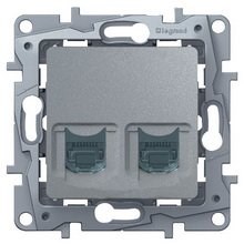 Розетка компьютерная 2хRJ45 кат.5 UTP алюминий Etika 672455 - фото 61790