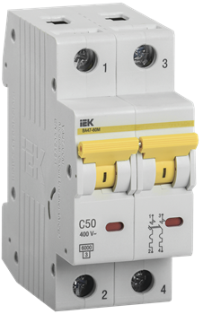 Автоматический выключатель IEK ВА47-60M 50А 2п MVA31-2-050-C, 6кА, C - фото 62988