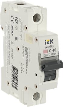 Автоматический выключатель IEK Armat M06N 40А 1п AR-M06N-1-C040, 6кА, C - фото 63030