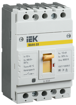 Автоматический выключатель IEK ВА44-33 3П 63А SVA4410-3-0063, 15кА - фото 63057