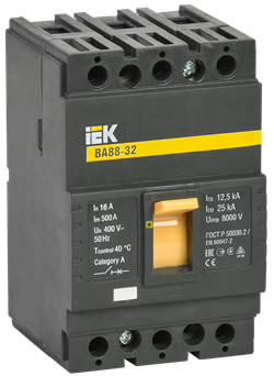 Автоматический выключатель IEK ВА88-32 3П 16А SVA10-3-0016, 25кА - фото 63070