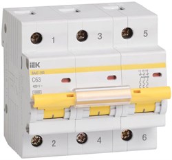 Автоматический выключатель IEK ВА47-100 63А 3п MVA40-3-063-C, 10кА, C - фото 63107