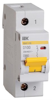 Автоматический выключатель IEK ВА47-100 100А 1п MVA40-1-100-D, 10кА, D - фото 63373