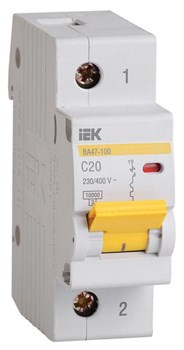 Автоматический выключатель IEK ВА47-100 20А 1п MVA40-1-020-C, 10кА, C - фото 63376