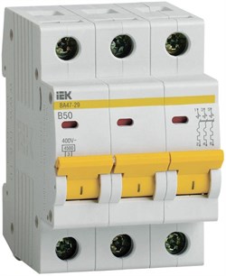 Автоматический выключатель IEK ВА47-29 50А 3п MVA20-3-050-B, 4.5кА, B - фото 63378