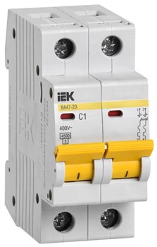 Автоматический выключатель IEK ВА47-29 1А 2п MVA20-2-001-B, 4.5кА, B - фото 63395