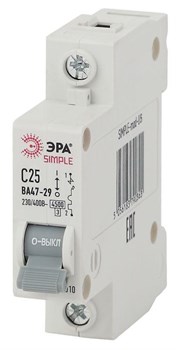 Автоматический выключатель ЭРА ВА 47-29 SIMPLE 25А 1п Б0039222, C, 4.5кА - фото 63410