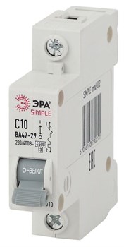 Автоматический выключатель ЭРА ВА 47-29 SIMPLE 10А 1п Б0039219, C, 4.5кА - фото 63413