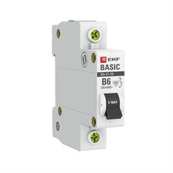 Автоматический выключатель EKF Basic ВА 47-29 6А 1п mcb4729-1-06-B, B, 4.5кА - фото 63599