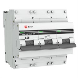Автоматический выключатель EKF PROxima ВА 47-100 25А 3п mcb47100-3-25C-pro, C, 10кА - фото 63604