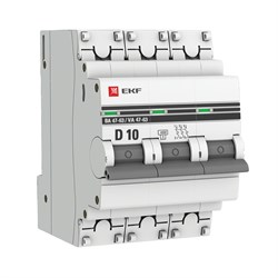 Автоматический выключатель EKF ВА 47-100 PROxima 10А 3п mcb4763-3-10D-pro, 4.5кА, D - фото 63719