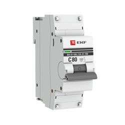 Автоматический выключатель EKF ВА 47-100 PROxima 80А 1п mcb47100-1-80C-pro, 10кА, C - фото 63723