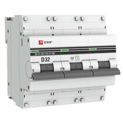 Автоматический выключатель EKF ВА 47-100 PROxima 32А 3п mcb47100-3-32D-pro, 10кА, D - фото 63731