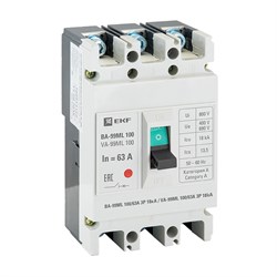 Автоматический выключатель EKF ВА-99МL Basic 3П 100/63А mccb99-100-63mi, 18кА - фото 64553