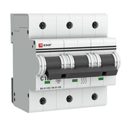 Автоматический выключатель EKF ВА 47-125 PROxima 100А 3п mcb47125-3-100C, 15кА, C - фото 64861