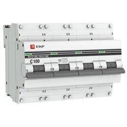 Автоматический выключатель EKF ВА 47-100 PROxima 100А 4п mcb47100-4-100C-pro, 10кА, C - фото 64863