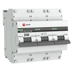 Автоматический выключатель EKF ВА 47-100 PROxima 80А 3п mcb47100-3-80D-pro, 10кА, D - фото 64864