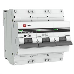 Автоматический выключатель EKF ВА 47-100 PROxima 100А 3п mcb47100-3-100D-pro, 10кА, D - фото 64874
