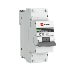 Автоматический выключатель EKF ВА 47-100 PROxima 16А 1п mcb47100-1-16C-pro, 10кА, C - фото 64877
