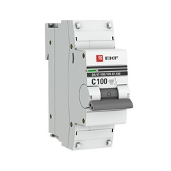 Автоматический выключатель EKF ВА 47-100 PROxima 100А 1п mcb47100-1-100C-pro, 10кА, C - фото 64879