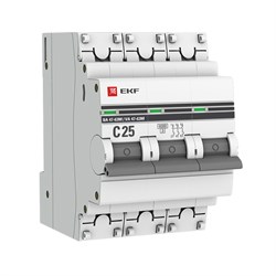 Автоматический выключатель EKF ВА 47-63M PROxima 25А 3п mcb4763m-6-3-25C-pro, 6кА, C - фото 65046