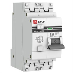 EKF PROxima АД-32 Диф. Автомат (C)  1P+N 63А/30мА тип АС 4,5кА , электронный DA32-63-30-pro - фото 65891