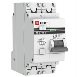 EKF PROxima АД-32 Диф. Автомат (C)  1P+N 16А/30мА тип АС 4,5кА , электронный DA32-16-30-pro - фото 65929