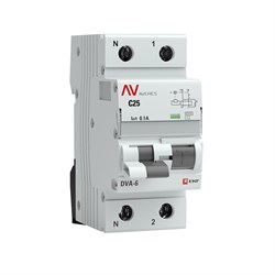 EKF Averes DVA-6 Диф. Автомат (C)  1P+N 25А/100мА тип АС 6кА rcbo6-1pn-25C-100-ac-av - фото 66033