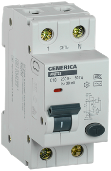 IEK GENERICA АВДТ 32 C10 - Автоматический Выключатель Дифф. Тока MAD25-5-010-C-30 - фото 66145