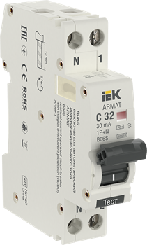IEK ARMAT АВДТ B06S 1P+NP C32 30мА тип A (18мм) AR-B06S-1N-C32A030 - фото 66176
