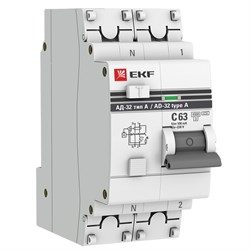 EKF PROxima АД-32 Диф. Автомат (C)  1P+N 63А/100мА тип А 4,5кА DA32-63-100-a-pro - фото 66466