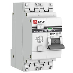 EKF PROxima АД-32 Диф. Автомат (C)  1P+N 32А/30мА тип А 4,5кА DA32-32-30-a-pro - фото 66478