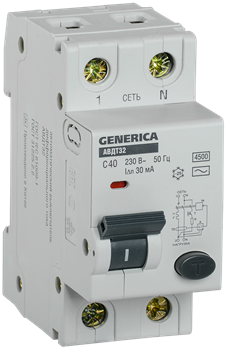 IEK GENERICA АВДТ 32 C40 - Автоматический Выключатель Дифф. Тока MAD25-5-040-C-30 - фото 66769