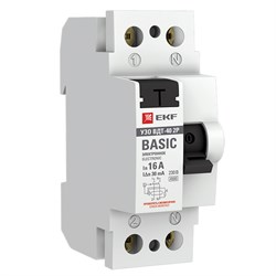 Выключатель дифференциального тока EKF Basic ВДТ-40 2П 16А 30мА elcb-2-16-30e-sim, тип AC - фото 67153