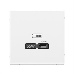 ArtGallery Белый USB Розетка тип-С 65Вт высокоскоростная зарядка QC, PD, механизм GAL000127 - фото 68766
