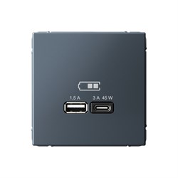 ArtGallery Грифель USB Розетка A + тип-C 45Вт высокоскоростная зарядка QC, PD, механизм GAL000729 - фото 69050