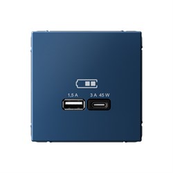 ArtGallery Аквамарин USB Розетка A + тип-C 45Вт высокоскоростная зарядка QC, PD, механизм GAL001129 - фото 69121