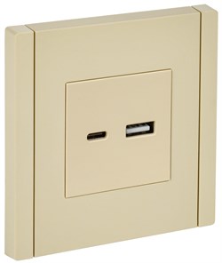 IEK FORTE&PIANO Ваниль Розетка USB A+C 3,1А FP450 FP-U22-D31-K10 - фото 69718
