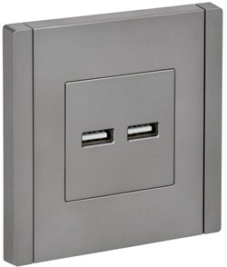 IEK FORTE&PIANO Сталь Розетка USB A+A 3,1А FP549 FP-U21-D31-K46 - фото 69743
