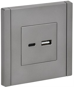IEK FORTE&PIANO Сталь Розетка USB A+C 3,1А FP550 FP-U22-D31-K46 - фото 69749