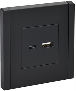 IEK FORTE&PIANO Черный Розетка USB A+C 18Вт FP151 FP-U22-018-K02 - фото 69844