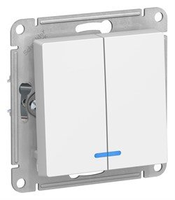 Systeme Electric AtlasDesign Лотос Выключатель 2-клавишный с подсветкой, сх.5а, 10АХ, механизм ATN001353 - фото 70694