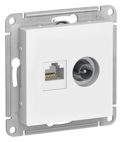 Systeme Electric AtlasDesign Лотос Розетка двойная ТВ + компьютерная RJ45, кат. 5Е ATN001389 - фото 70718