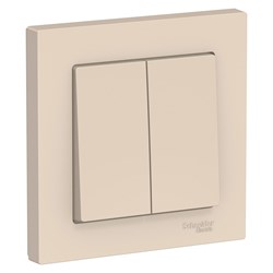 Systeme Electric AtlasDesign бежевый выключатель 2-клавишный сх.5, 10АХ, в сборе ATN000252 - фото 70830