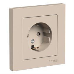 Systeme Electric AtlasDesign песочный розетка с заземлением, со шторками, 16А, в сборе ATN001244 - фото 70875